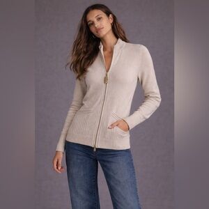 Vintage St. John sport cardigan by Marie gray - wool blend zip sweater- size M